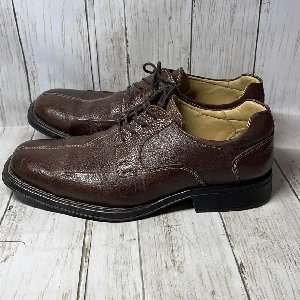 Studio Belvedere‎ Men’s Brown Oxford Bay Bridge Pebbled Leather Shoes size 10